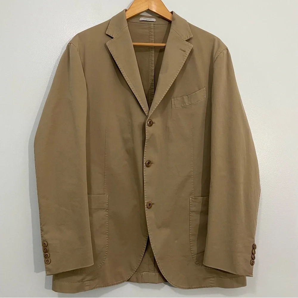 Boglioli Beige Stretch Cotton Blazer Made in Italy Size EU52